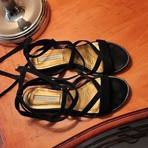Cynthia Vincent black suede sandals